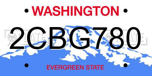 2CBG780 Washington License Plate