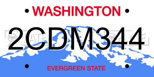2CDM344 Washington License Plate