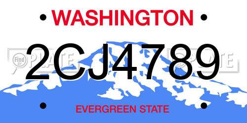 2CJ4789 Washington License Plate