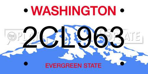 2CL963 Washington License Plate