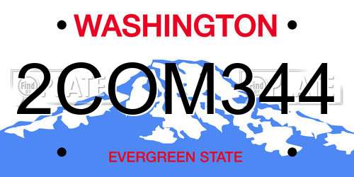 2COM344 Washington License Plate