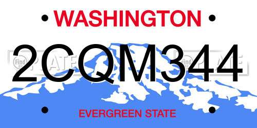 2CQM344 Washington License Plate