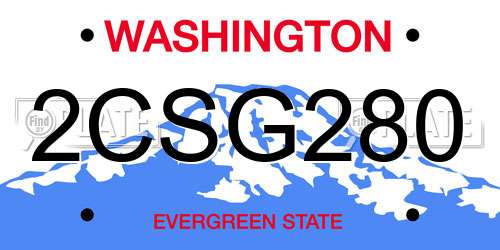 2CSG280 Washington License Plate
