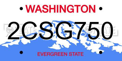 2CSG750 Washington License Plate