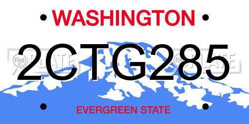 2CTG285 Washington License Plate