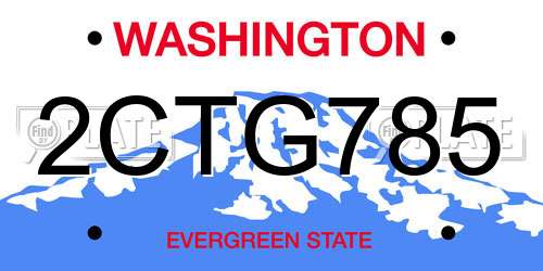 2CTG785 Washington License Plate
