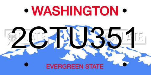2CTU351 Washington License Plate