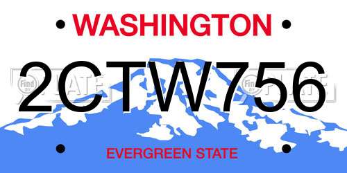 2CTW756 Washington License Plate