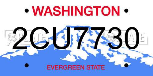 2CU7730 Washington License Plate
