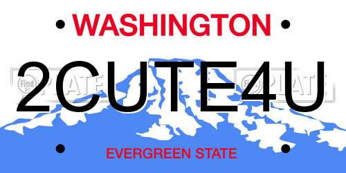 2CUTE4U Washington License Plate