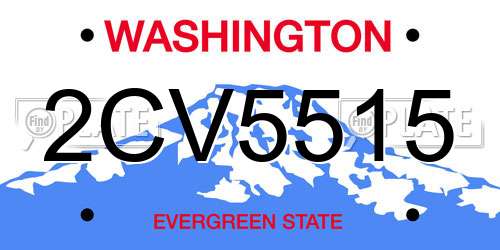 2CV5515 Washington License Plate
