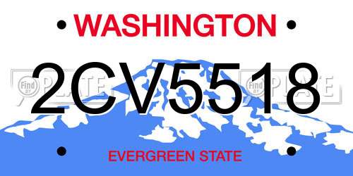 2CV5518 Washington License Plate