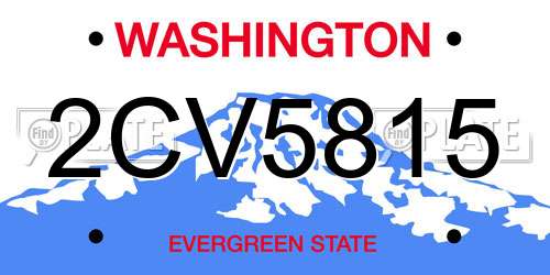 2CV5815 Washington License Plate