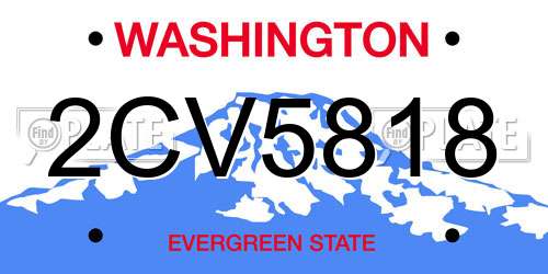 2CV5818 Washington License Plate
