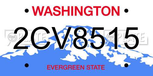 2CV8515 Washington License Plate