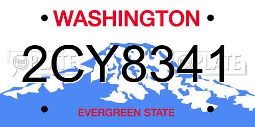 2CY8341 Washington License Plate