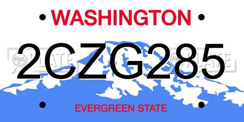 2CZG285 Washington License Plate