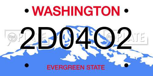 2D04O2 Washington License Plate