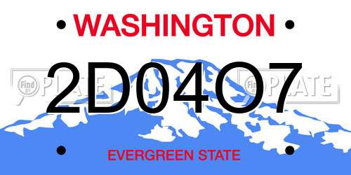 2D04O7 Washington License Plate