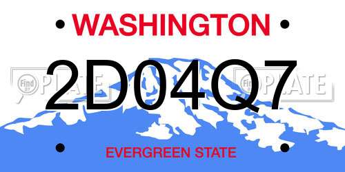2D04Q7 Washington License Plate