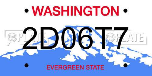 2D06T7 Washington License Plate