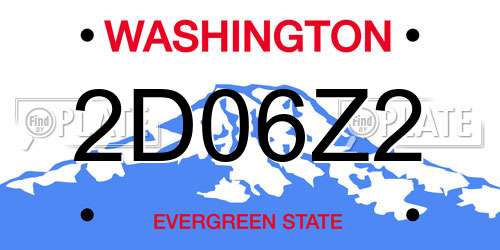 2D06Z2 Washington License Plate