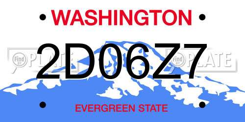 2D06Z7 Washington License Plate
