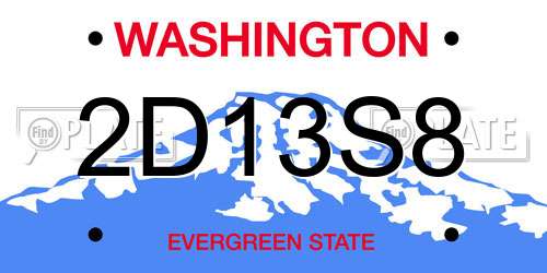 2D13S8 Washington License Plate
