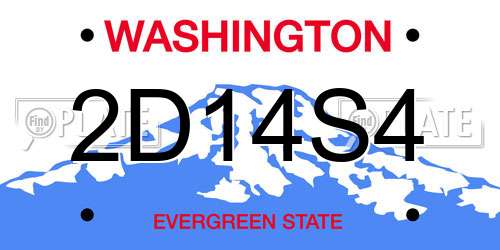 2D14S4 Washington License Plate