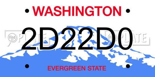 2D22D0 Washington License Plate