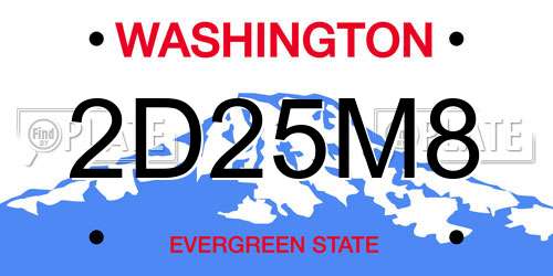 2D25M8 Washington License Plate