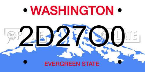2D27O0 Washington License Plate