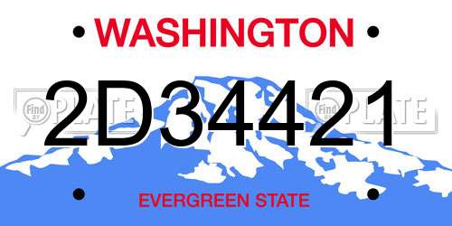 2D34421 Washington License Plate