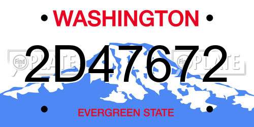 2D47672 Washington License Plate
