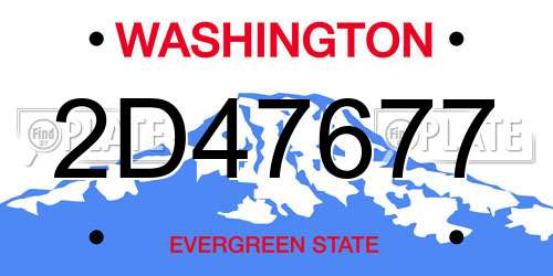 2D47677 Washington License Plate