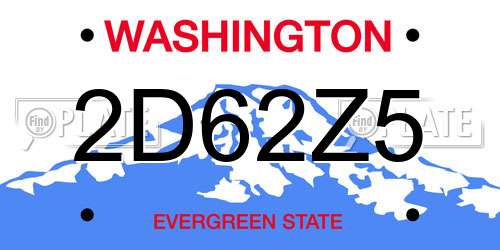 2D62Z5 Washington License Plate