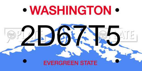 2D67T5 Washington License Plate