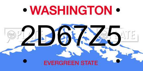 2D67Z5 Washington License Plate