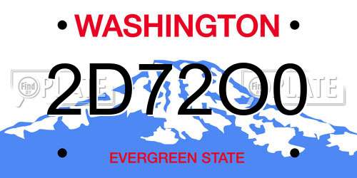 2D72O0 Washington License Plate
