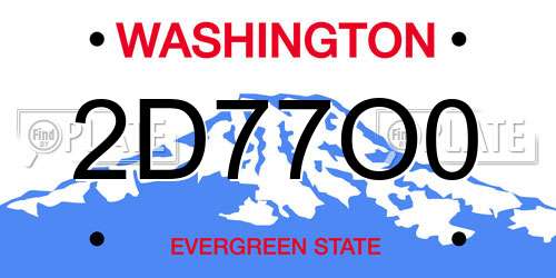 2D77O0 Washington License Plate