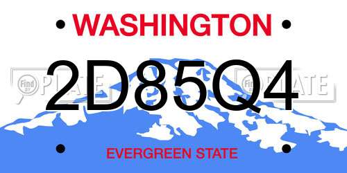 2D85Q4 Washington License Plate