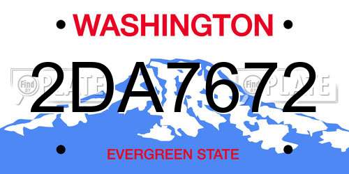 2DA7672 Washington License Plate