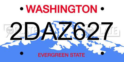 2DAZ627 Washington License Plate