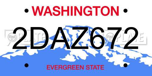 2DAZ672 Washington License Plate