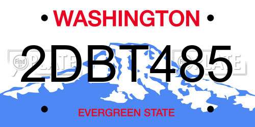 2DBT485 Washington License Plate