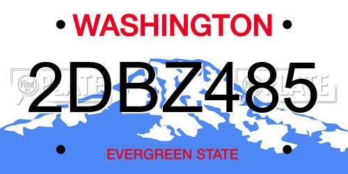 2DBZ485 Washington License Plate