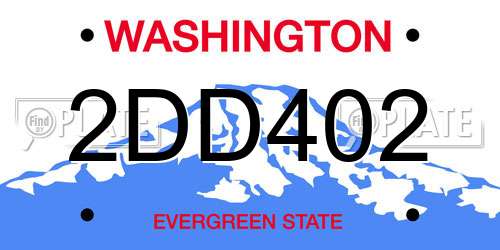 2DD402 Washington License Plate