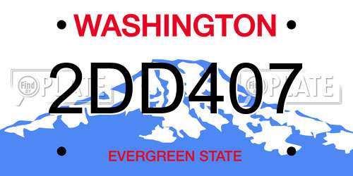 2DD407 Washington License Plate