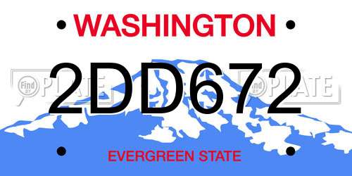2DD672 Washington License Plate