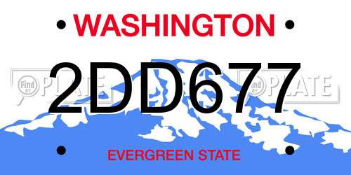 2DD677 Washington License Plate